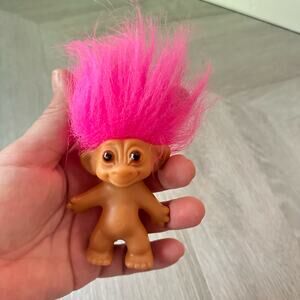 Vintage Troll Doll Figure Uneeda Doll Co Pink Hair